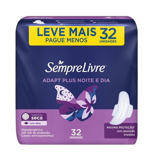 Abs Sempre Livre Adapt Noite/Dia Seca Abas C/32