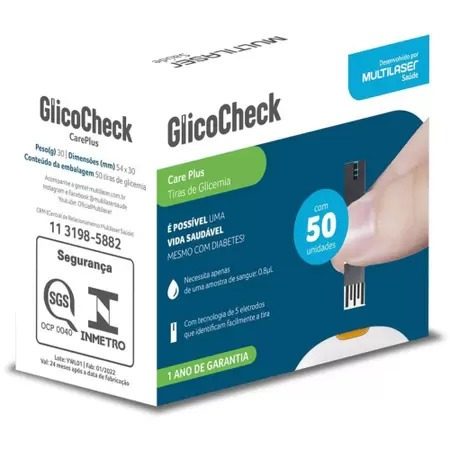 Glicocheck Tiras Teste De Glicose C/50 Un - Hc489/Multilaser