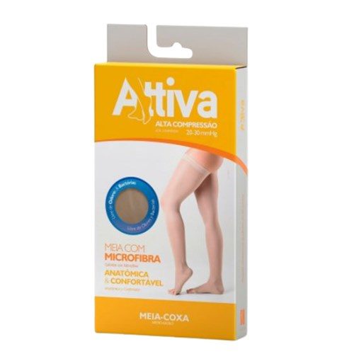 Meia Coxa Ponteira Aberta Feminina G Natural