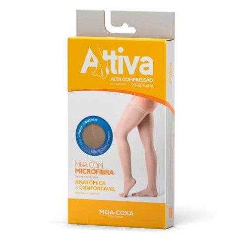 Meia Coxa Ponteira Aberta Feminina M Natural