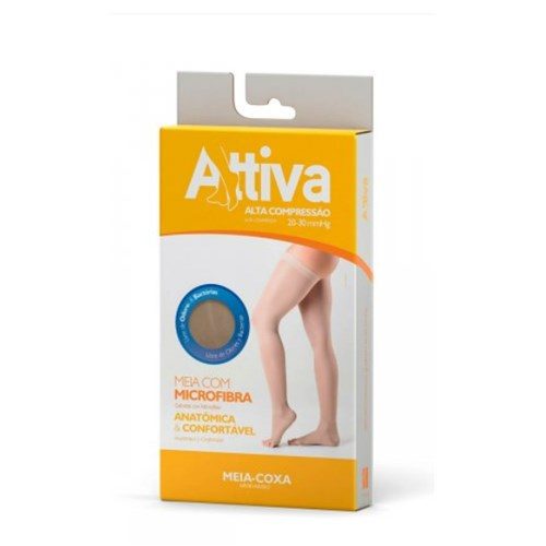 Meia Coxa Ponteira Aberta Fem P Nat Escuro
