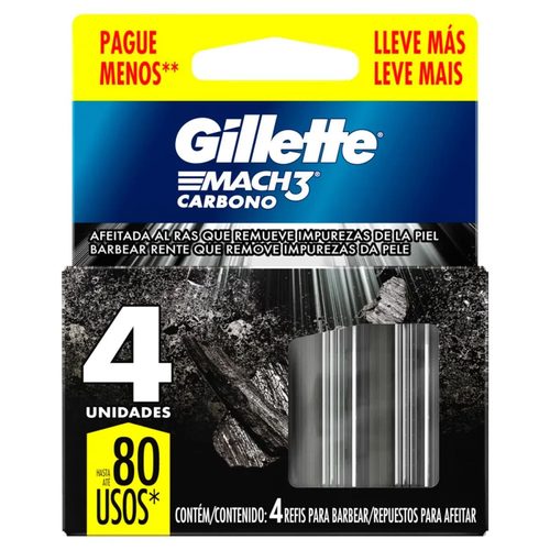 Carga Gillette Mach3 Carbono 4Un L+P