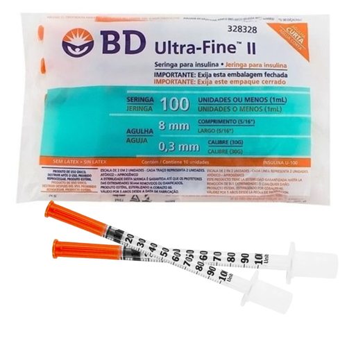 Seringa Ins. 0,3Cc 8Mm X 0,30 Pcte C/10 Bd U-Fine Fix